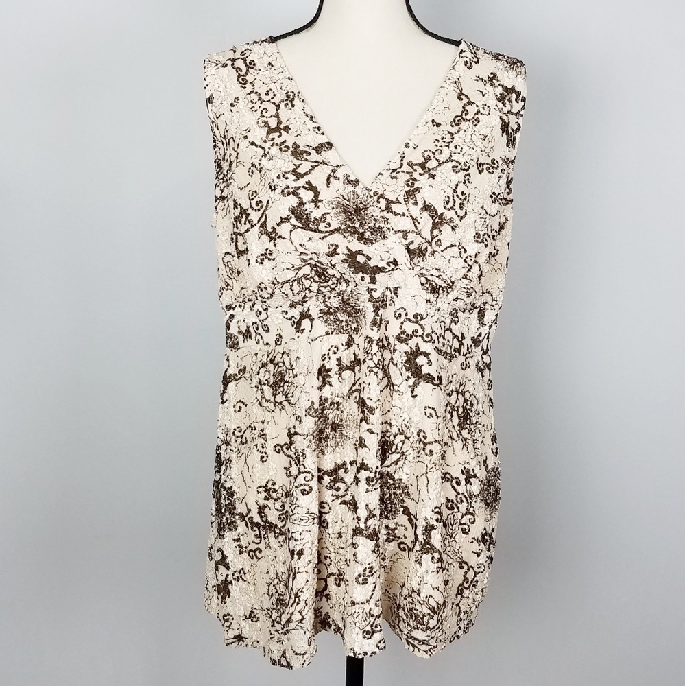 Sleeveless Top Crossover Neckline Lace Plus Sz